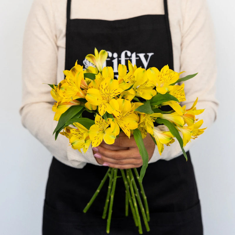 Bright Yellow Alstroemeria Flower Apron - Image