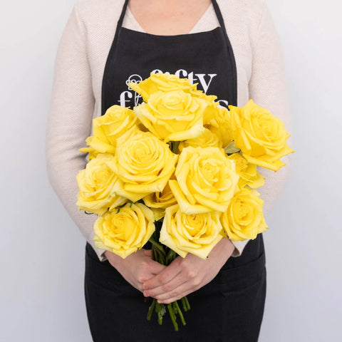 Bright Yellow Valentines Day Rose Special Apron - Image