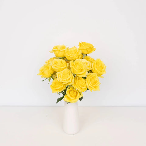 Bright Yellow Valentines Day Rose Special Vase - Image