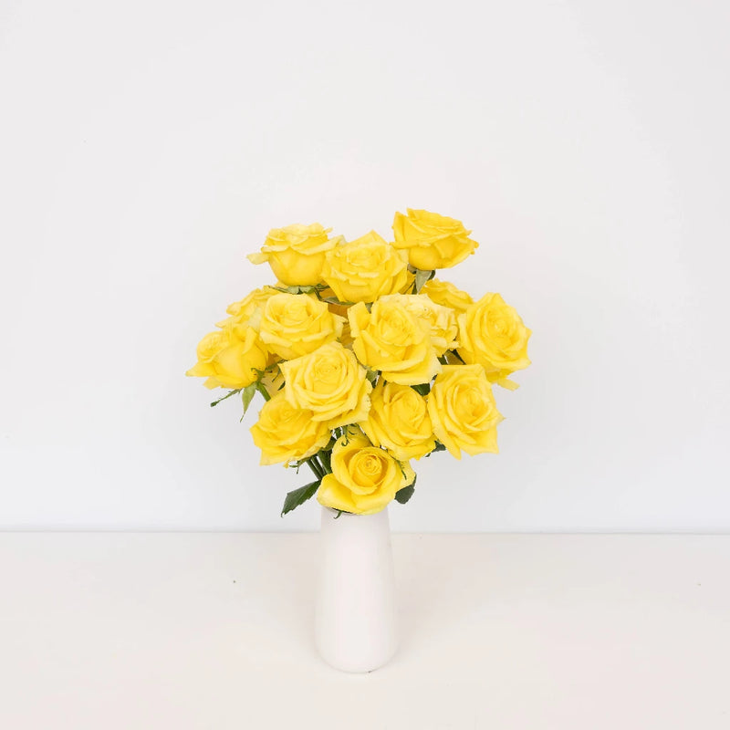 Bright Yellow Valentines Day Rose Special Vase - Image