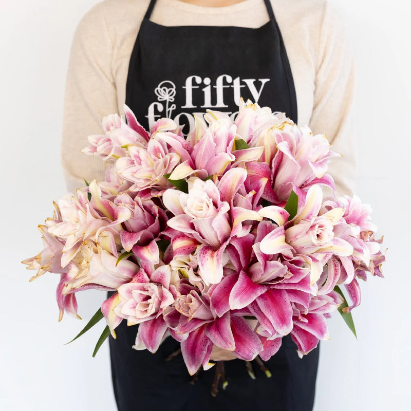 Bubblegum Pink Rose Lily Apron - Image