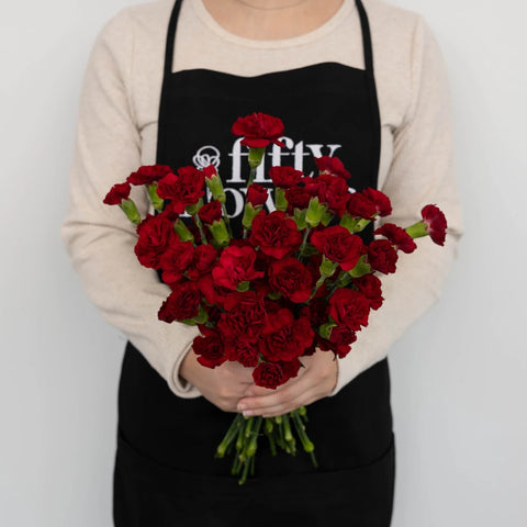 Burgundy Mini Carnation Flowers Apron - Image