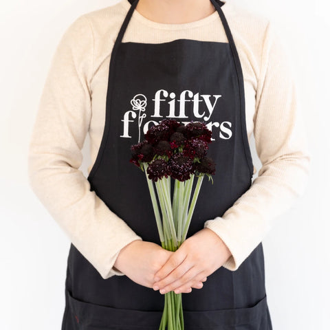 Burgundy Scabiosa Flower Apron - Image