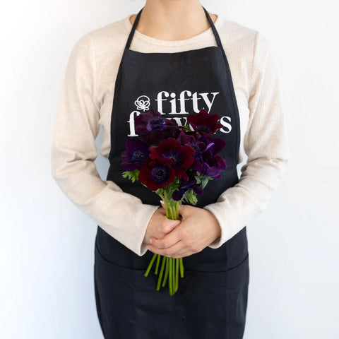 Burgundy Wine Fresh Cut Anemone Flower Apron - Image