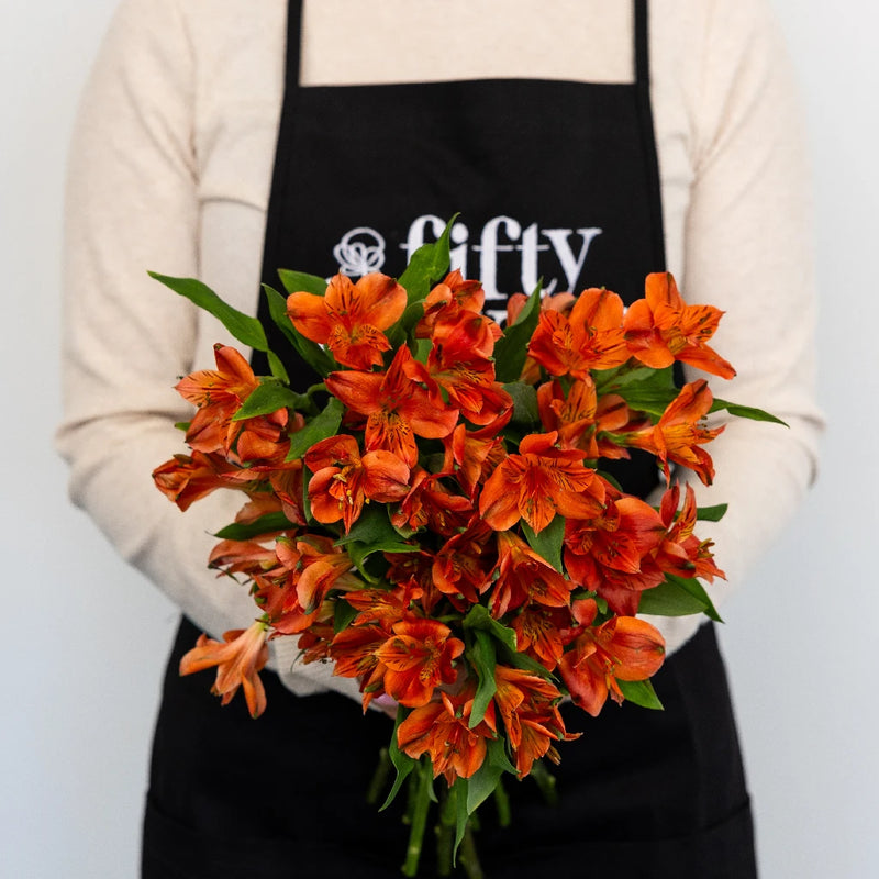 Burnt Red Fresh Peruvian Lilies Apron - Image