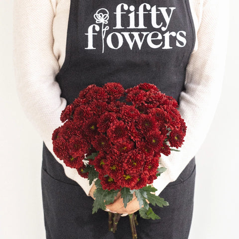 Cancun Mini Button Pom Red Flower Apron - Image