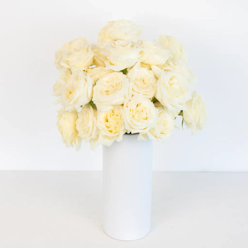 Candlelight Cream Roses Vase - Image