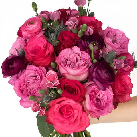 Candy Hearts Pink Flower Bouquet Close Up - Image