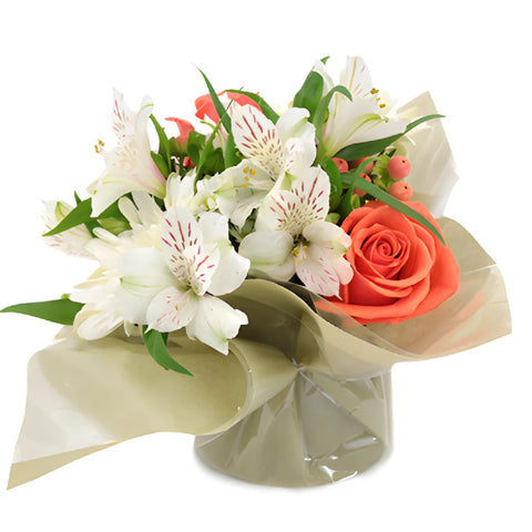 Classic Coral and White Flower Centerpieces