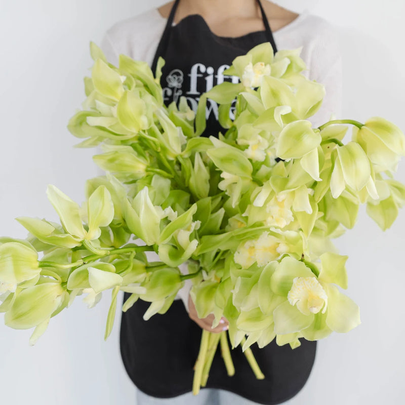 Chartreuse Green Cymbidium Orchid Apron - Image