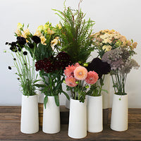 Chocolate Peach DIY wedding flowers in vases