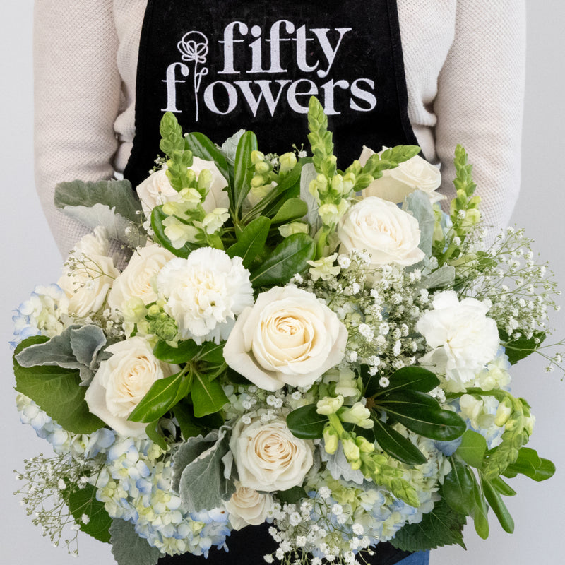 Coastal Vibes Blue Flower Bouquet Apron - Image