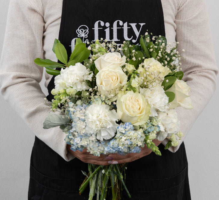 Coastal Vibes Blue Flower Bouquet Apron - Image