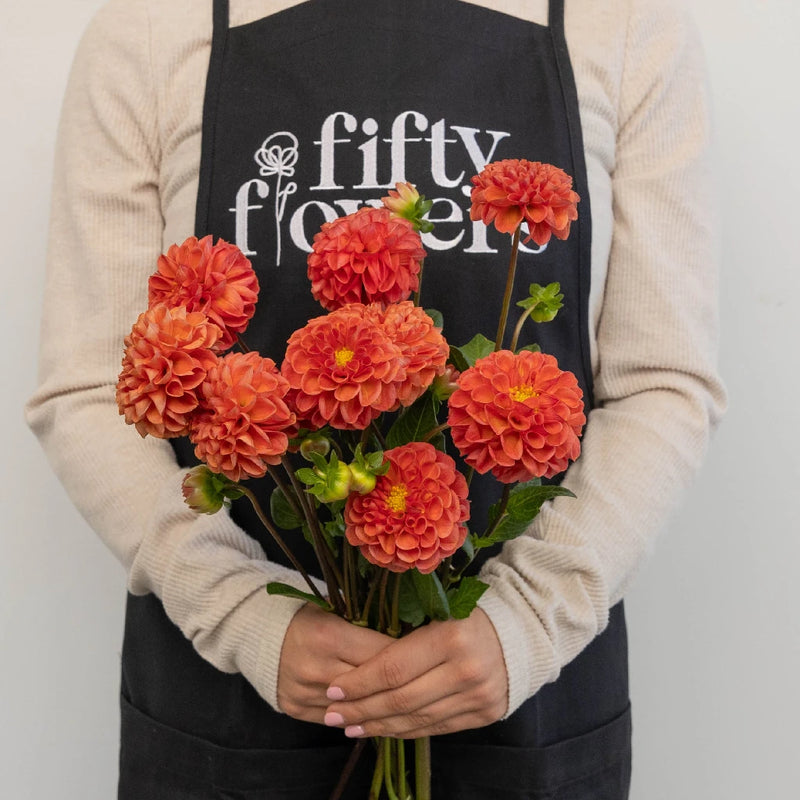 Copper Penny Dahlia Flower Apron - Image