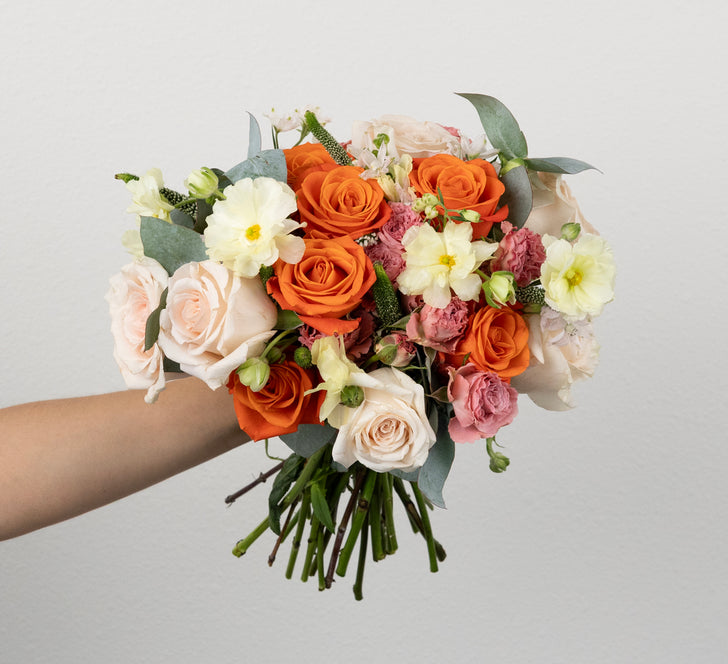 Coral Glow Flower Bouquet Close Up - Image