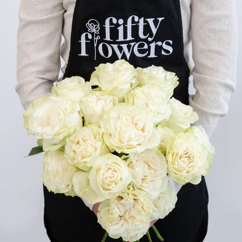 Creamy Ivory Garden Rose Apron - Image