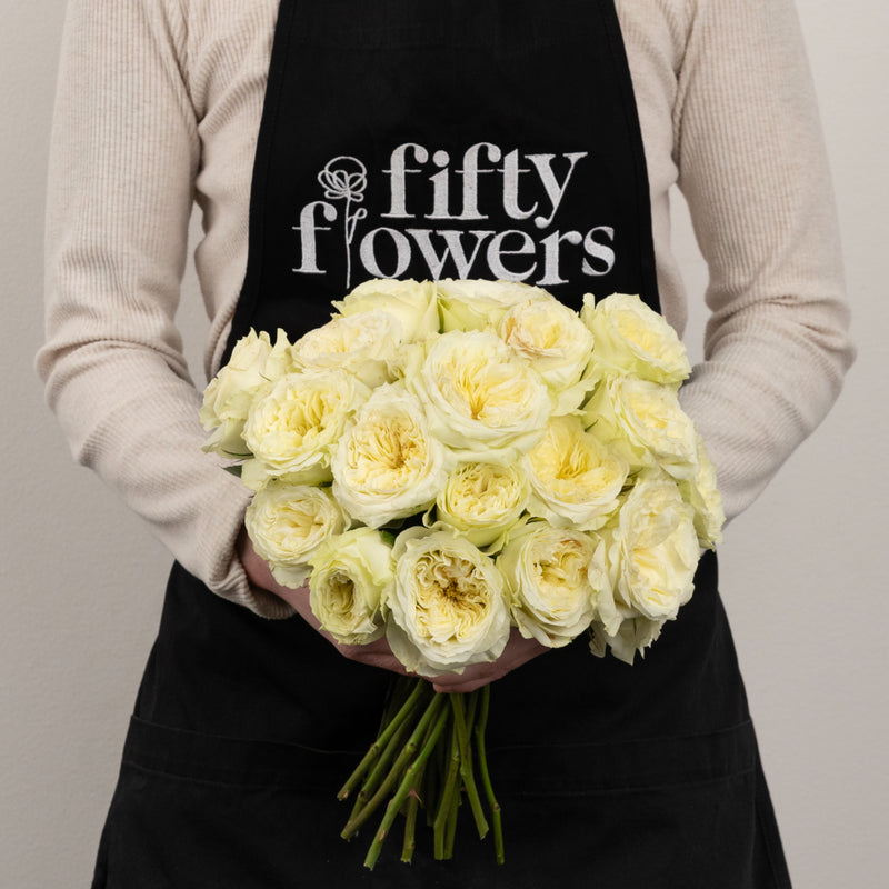 Creamy Ivory Peony Rose Apron - Image