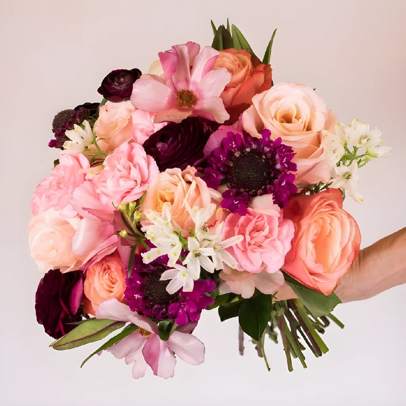 Dainty Peach Flower Arrangement Hand - Image