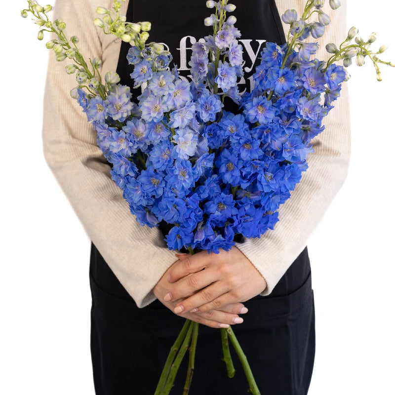 Dark Blue Designer Delphinium Flower Apron - Image