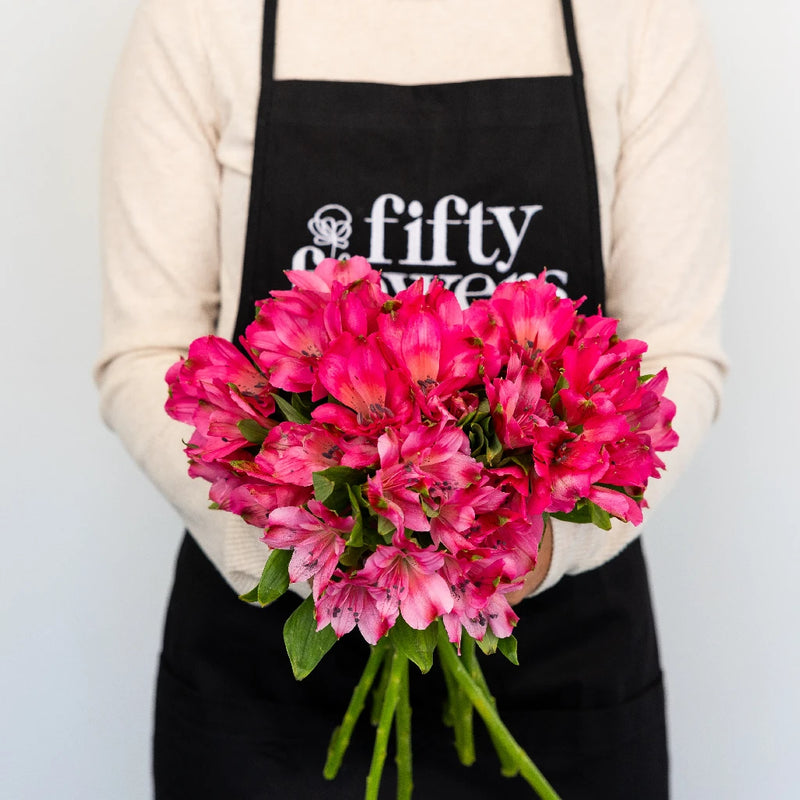 Dark Raspberry Pink Peruvian Lilies Apron - Image