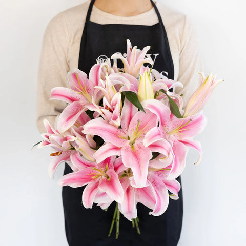 Dazzling Pink Oriental Lily Apron - Image