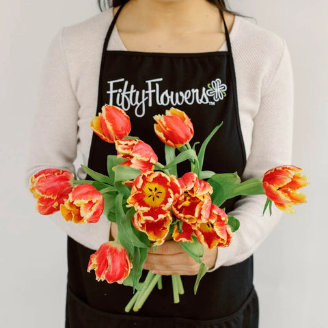 Deep Orange And Yellow Parrot Tulip Apron - Image
