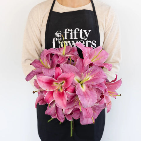 Deep Pink Oriental Lily Apron - Image