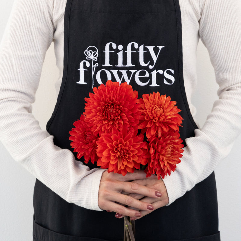 Deep Red Dahlia Flower Apron - Image