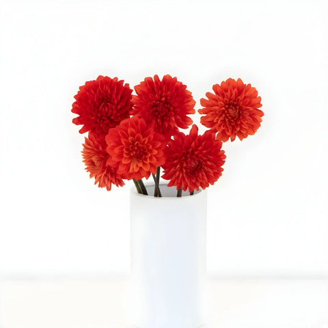 Deep Red Dahlia Flower Vase - Image