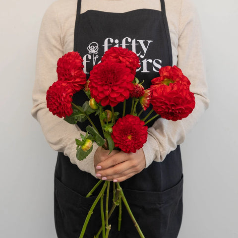 Deep Red Dahlia Flower Apron - Image