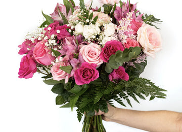 Delightfully Pink Wedding Flower Bouquet Hand - Image