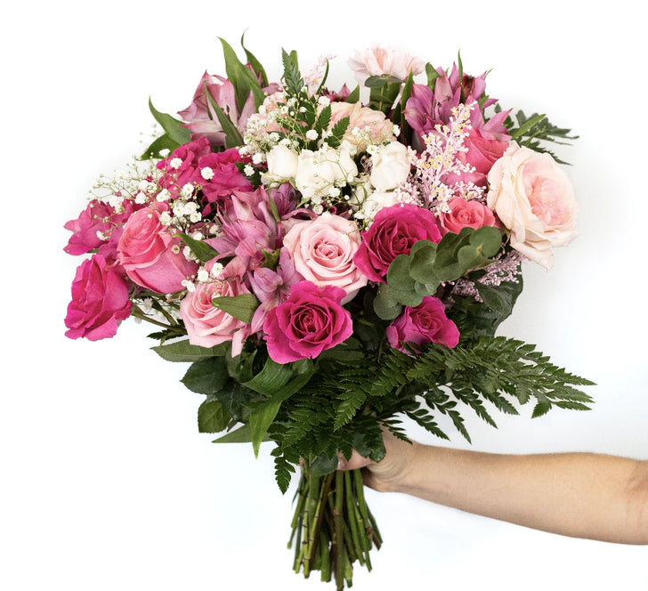 Delightfully Pink Wedding Flower Bouquet Hand - Image