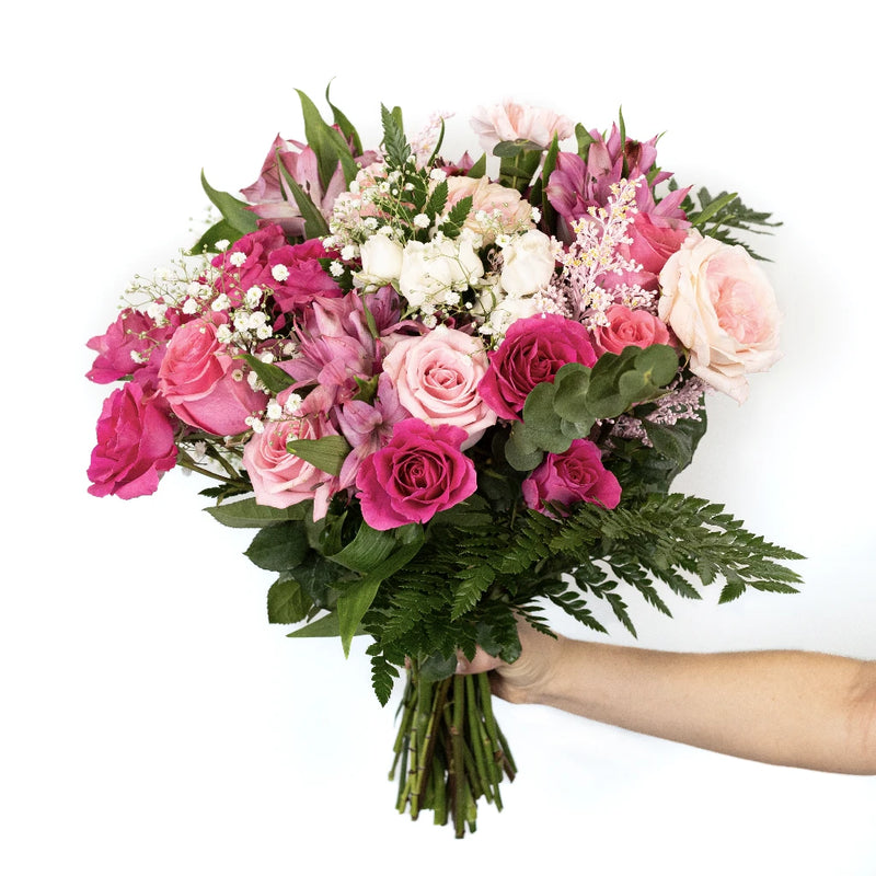 Delightfully Pink Wedding Flower Bouquet Hand - Image