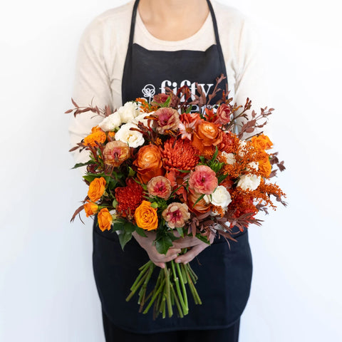 Desert Orange Flower Bouquet Bar Apron - Image