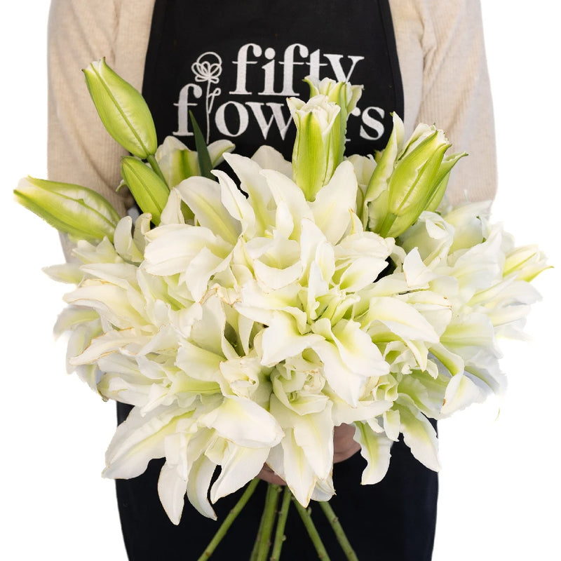 Double Bloom White Lily Apron - Image