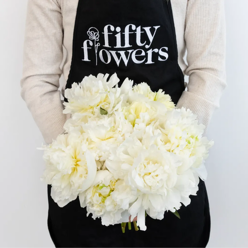 Duchess White Peonies Apron - Image