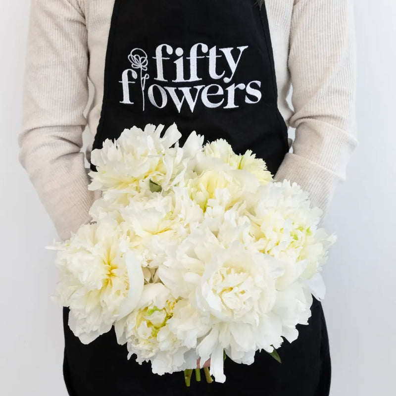 Duchess White Peonies For Mothers Day Apron - Image