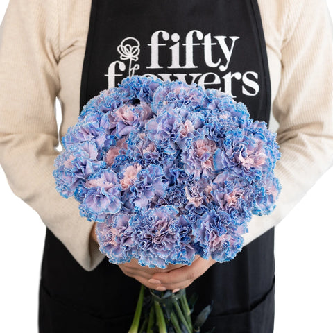 Dusty Blue Wedding Flower Carnation Apron - Image