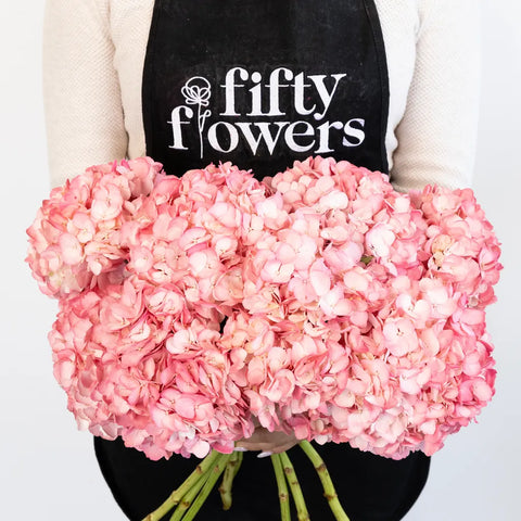 Dusty Rose Airbrushed Hydrangea Flower Apron - Image
