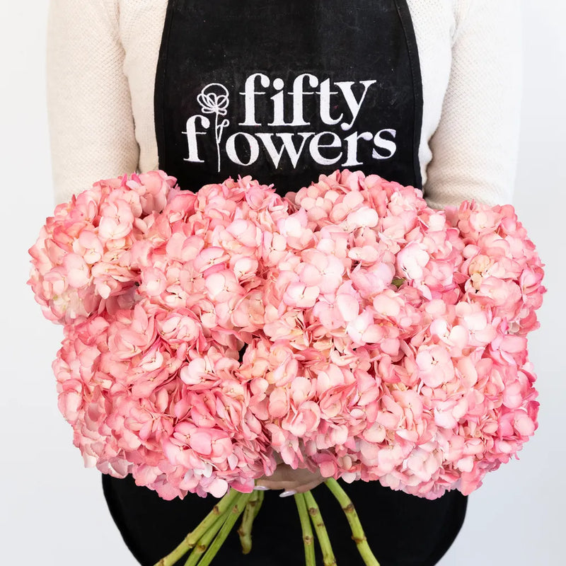 Dusty Rose Airbrushed Hydrangea Flower Apron - Image