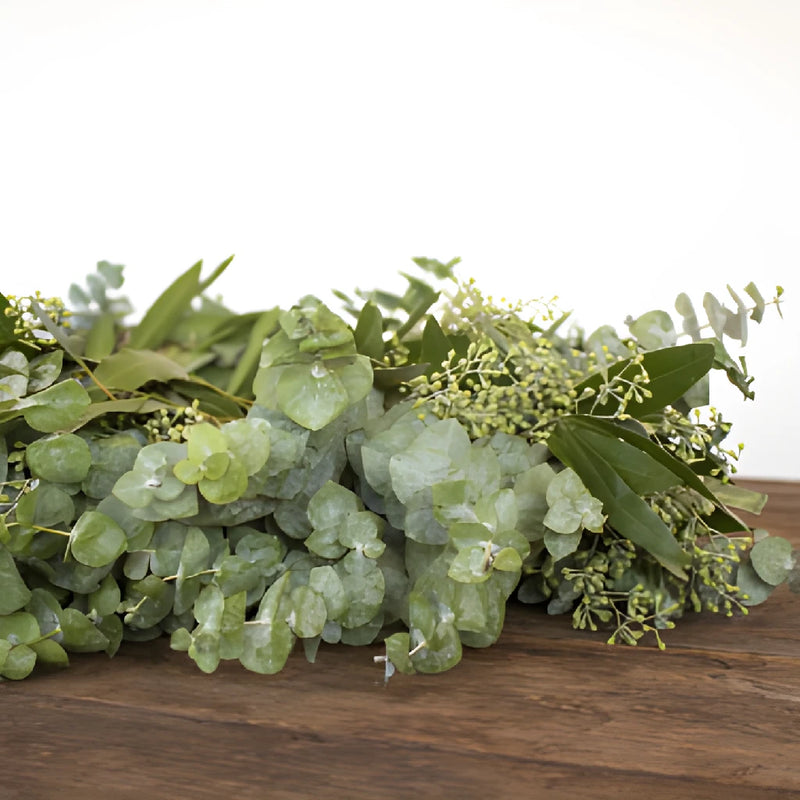 Eucalyptus Wreath Wholesale Flower Up Close FlatLay