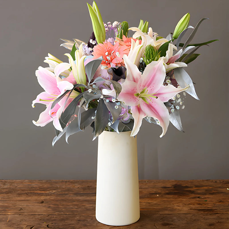 Fairy Pink Flower Bunch in Vase
