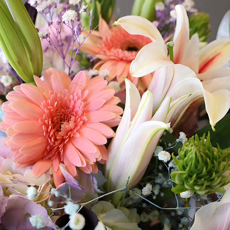 Fairy Pink Flower Bouquet Up Close