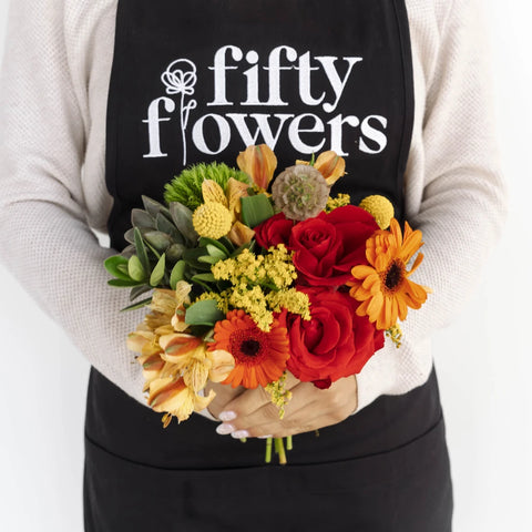 Fall Into Fresh Flowers Mini Bouquet Apron - Image