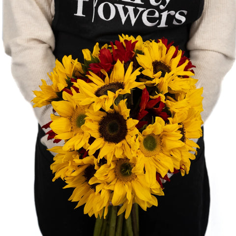 Farm Mix Mini Sunflowers For Arranging Vase - Image