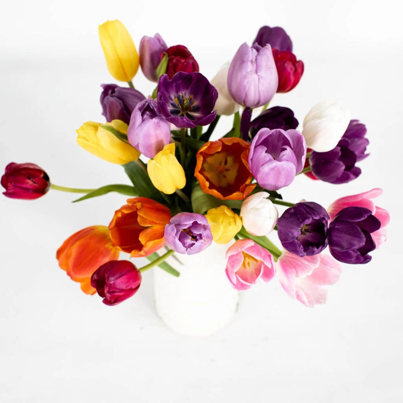 Farm Mix Standard Tulip Flowers Vase - Image