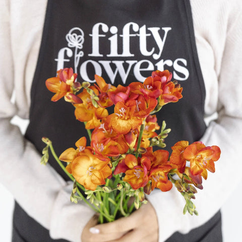 Flaming Red Freesia Flower Apron - Image