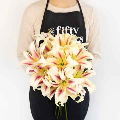 Flashy Hot Pink Oriental Lily Apron - Image