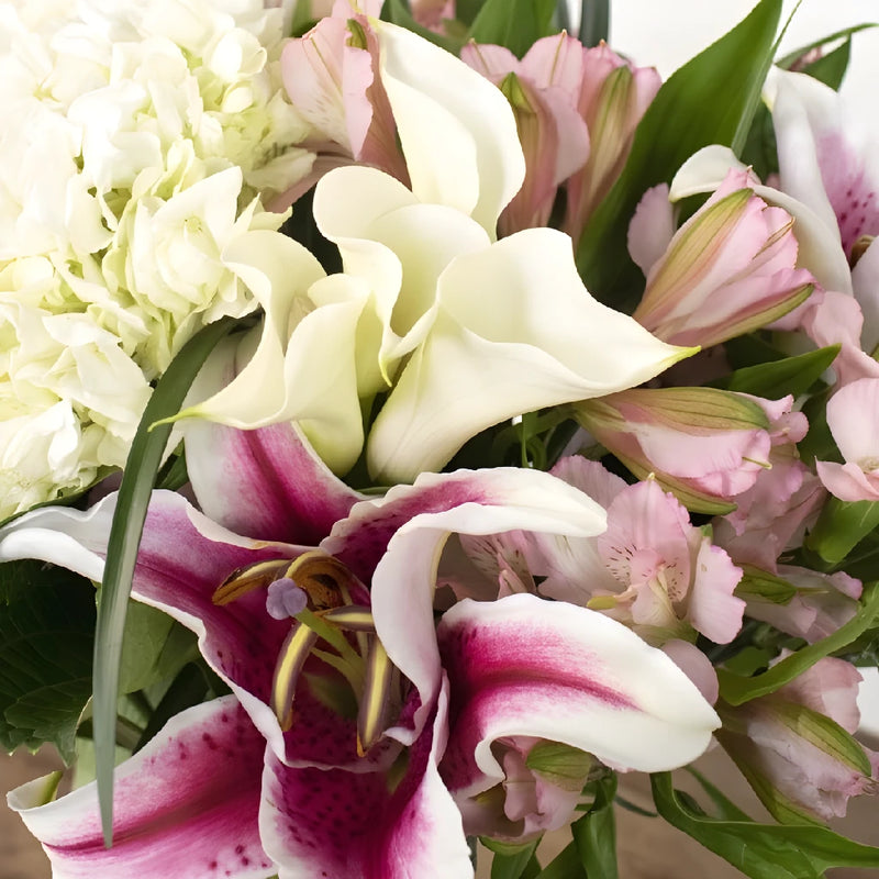 white and pink lily bouquet Free Spirited Pink Lily Bouquet