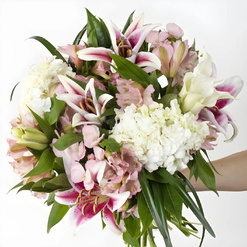 Free Spirited Pink Lily Bouquet Hand - Image